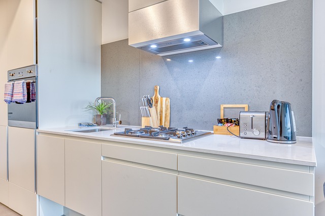 small apartment kitchen red lower cabinets