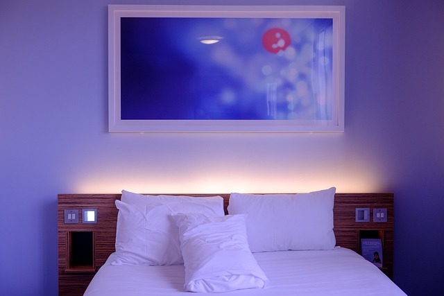 small bedroom tall fabric headboard
