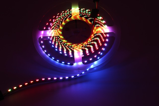 led strip light behind shelf